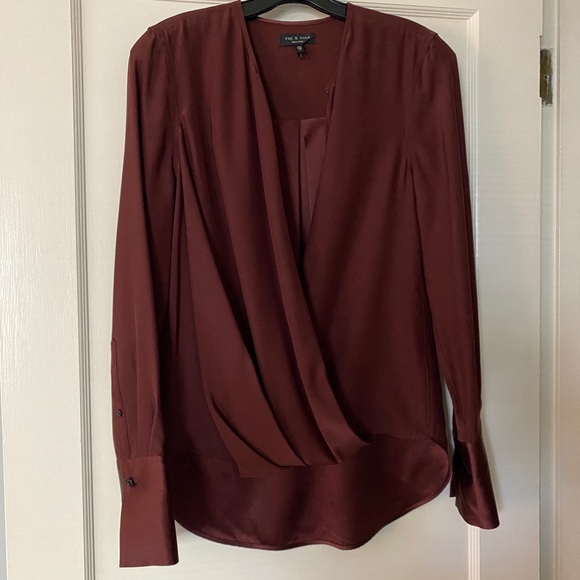 rag & bone Max Silk Blouse - XS - Burgundy - Picture 8 of 13